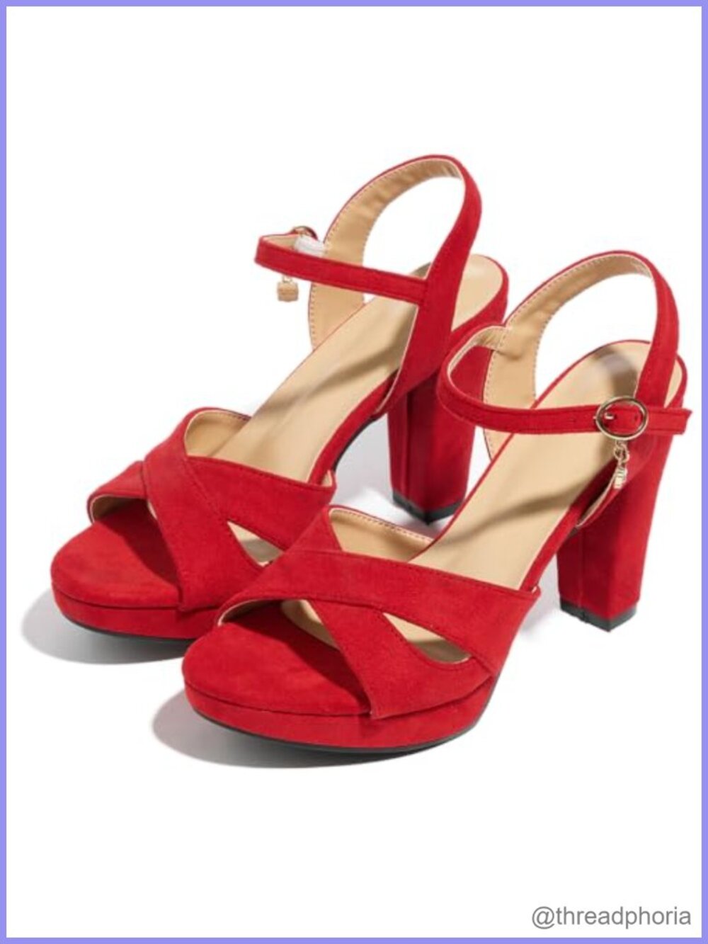 Block Heeled Platform Sandals Faux Leather Ankle Strap Open Toe